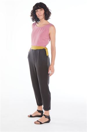 Picture of "chic and belted"  jumpsuit in black/pink/lime