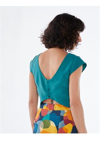 Picture of low back crop top teal