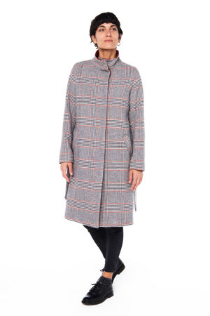 Picture of "JUST" coat in grey brick checkered