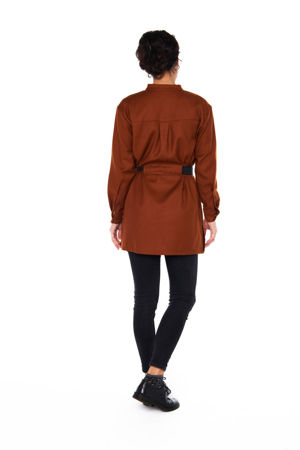 Picture of mao shirt dress in rust brown wool