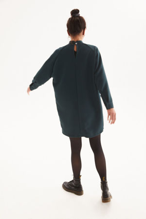 Picture of oversized single pocket dress in green teal