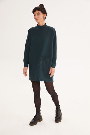 Picture of oversized single pocket dress in green teal