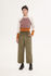 Picture of high waist corduroy pants in olive  green