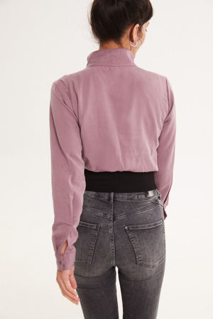 Picture of "swan"  bomber  shirt in greyish lilac
