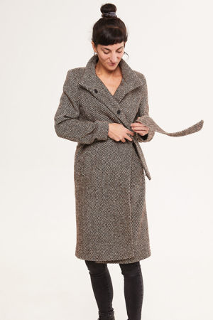 Picture of "JUST" coat in brown herringbone