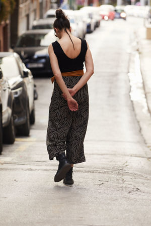 Picture of wide leg jumpsuit in black- animal