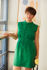 Picture of front zip pleated dress in grass green