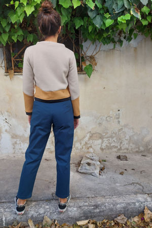 Picture of high waist basic pants in teal