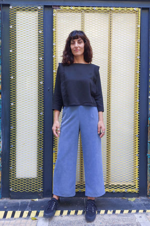 Picture of high waist pants in greyish blue