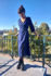 Picture of flap wrap midi dress in blue
