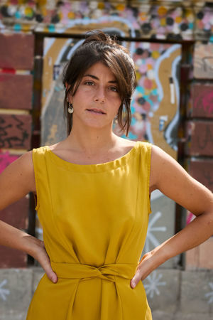 Picture of Minimal wrap midi dress in yellow