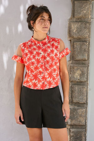 Picture of tulle mao shirt palm trees