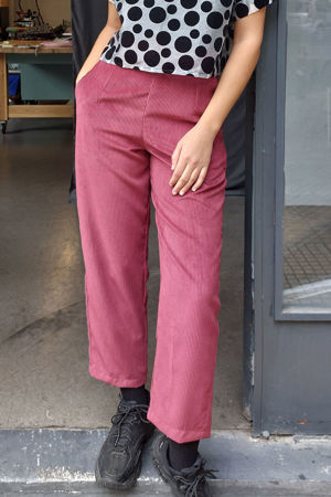 Picture of high waist  tapered pants in cerise