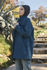 Picture of the "cocoon" coat in teal blue