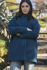 Picture of the "cocoon" coat in teal blue