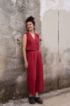 Picture of vest jumpsuit in pink terracotta