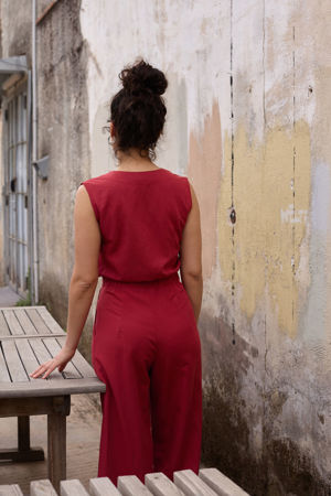 Picture of vest jumpsuit in pink terracotta