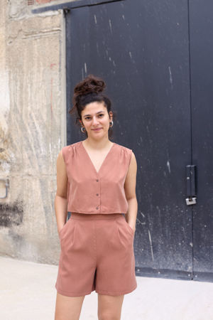 Picture of "vest" playsuit in dusty pink