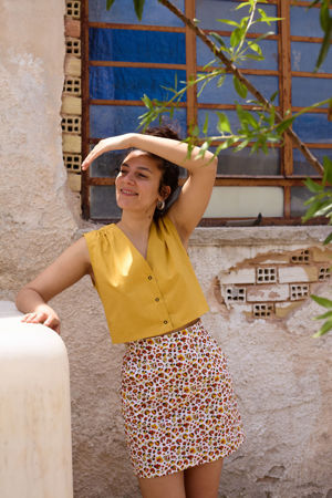 Picture of "vest" mini dress in yellow animal