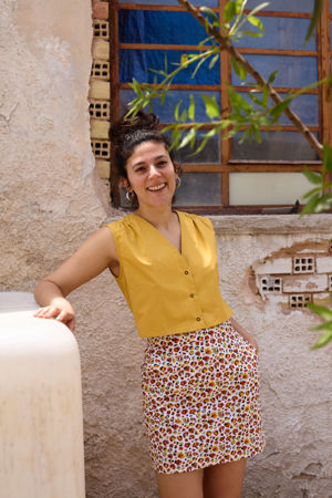 Picture of "vest" mini dress in yellow animal