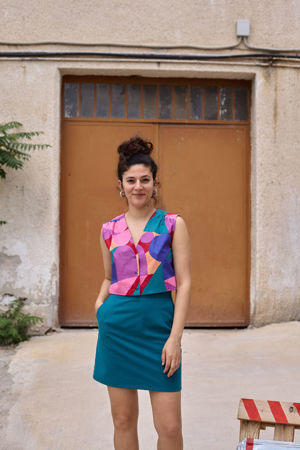Picture of "vest" mini dress in teal colorblast