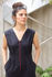 Picture of Vneck pleated dress in black