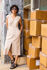 Picture of Vneck pleated dress in cream