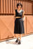 Picture of front pleat midi dress black