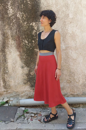 Picture of midi slim dress black- pink terracotta