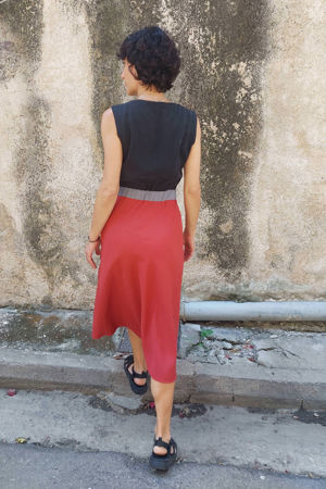 Picture of midi slim dress black- pink terracotta