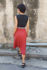 Picture of midi slim dress black- pink terracotta