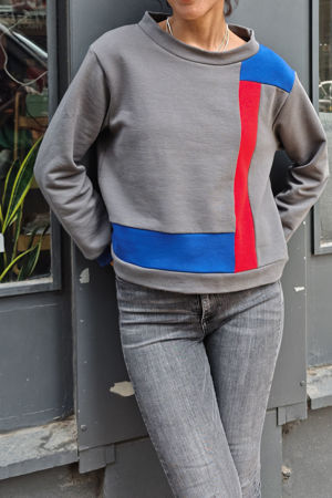 Picture of "mondrian" top grey -red-blue