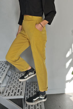 Picture of pleated pocket pants in lime