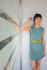 Picture of "scrunchie" mini dress in teal - lime
