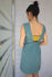 Picture of "scrunchie" mini dress in teal - lime
