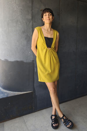 Picture of "bandeau" mini dress lime - black