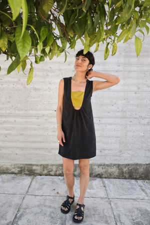 Picture of "bandeau" mini dress black lime
