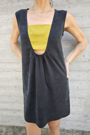 Picture of "bandeau" mini dress black lime