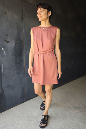 Picture of "scrunchie" mini dress in blush