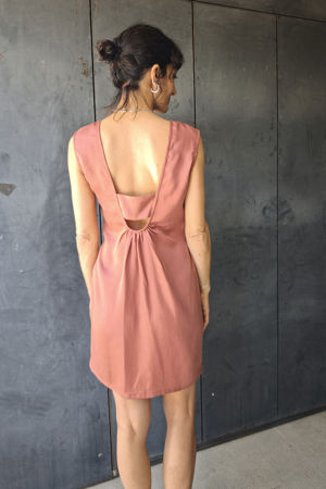 Picture of "scrunchie" mini dress in blush
