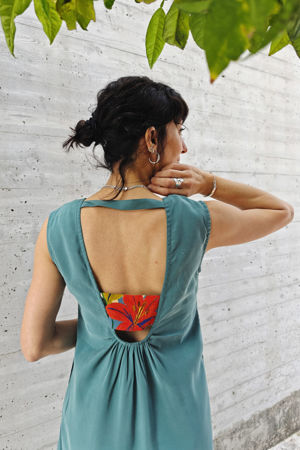 Picture of "bandeau" midi dress aqua floral