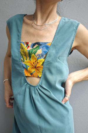 Picture of "bandeau" midi dress aqua floral