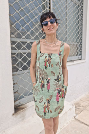 Picture of square neckline cocoa ladies dress