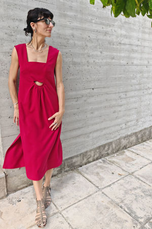 Picture of "bandeau" midi dress just red