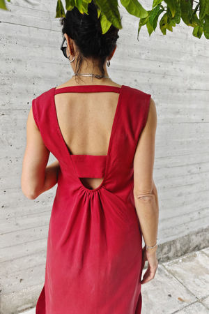 Picture of "bandeau" midi dress just red