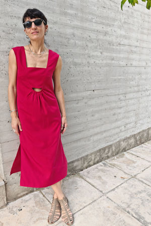 Picture of "bandeau" midi dress just red