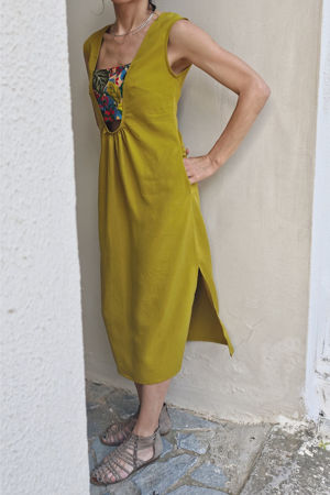 Picture of "bandeau" midi dress lime - floral