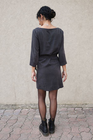Picture of fluid mini dress in charcoal