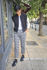 Picture of bomber  vest black -blue
