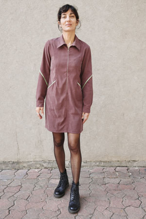 Picture of lab dress contrast burgundy